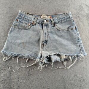 Levis 550 Jean Shorts Womens 32 (Fits 30) Blue Light Wash Faded Relaxed Cut Off